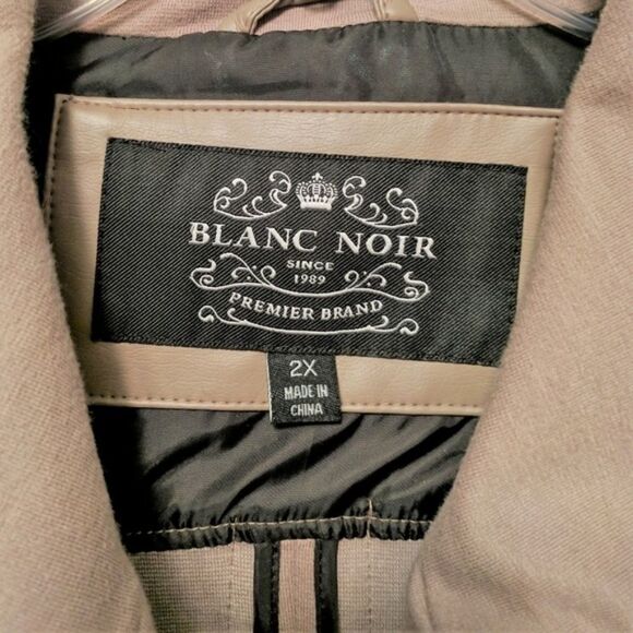 BLANC NOIR Funnel Neck Faux Leather Jacket 2X - Picture 5 of 9
